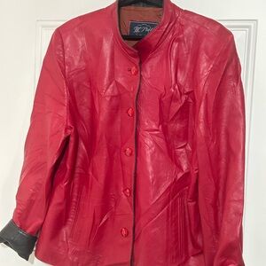 Vibrant Red Leather Jacket by M. Piel